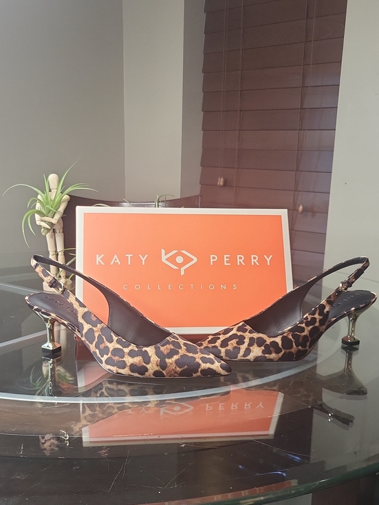 Katy Perry Collections Shoes - Katy Perry Collections Leopard Print Pointed Slingbacks with Gold Heels